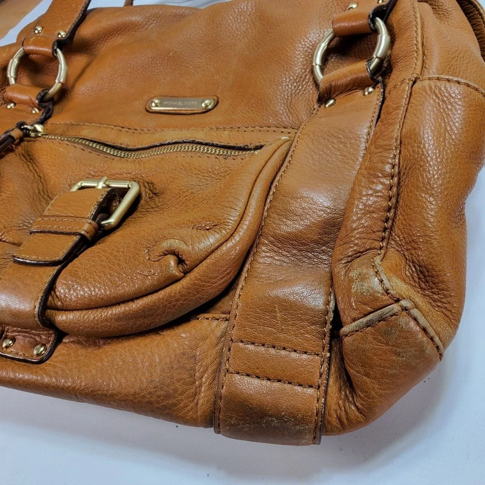 Michael Kors Rust Brown Multi Pocket Pebbled Leather Shoulder‎ Bag Y2K Hobo